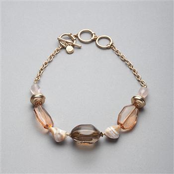 Pink and Brown Collar Necklace, Gold, large