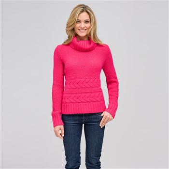 Wool Blend Turtle Neck Sweater, Begonia Pink, large