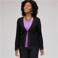 Long Sleeve Texture Stitch Cardigan, Black, medium
