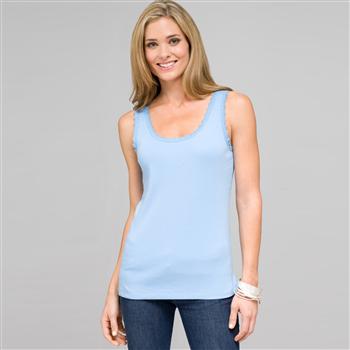 Lace Trim Tank, clear sky, large