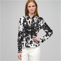Floral Print Blouse, Black & White, medium