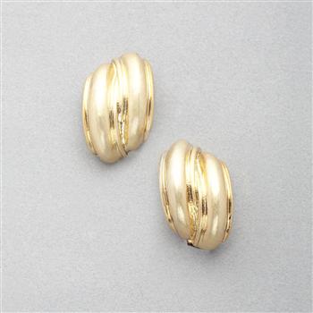 Worn Gold Curved Earring, Gold, large