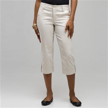 5 Pocket Cuffed Capri, Buttermilk, large