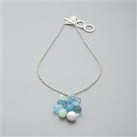 Cluster Drop Necklace, Silver, medium