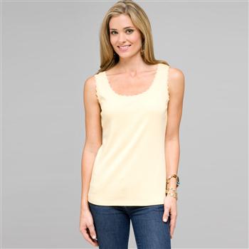 Lace Trim Tank, custard, large
