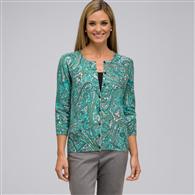 3/4 Sleeve Crew Neck Cardigan, Multi, medium