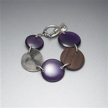 Silver and Purple Button Bracelet, Silver Ox, large