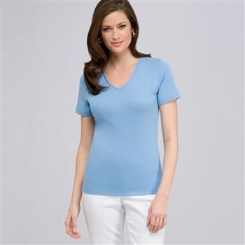 Short Sleeve V-Neck Tee, clear sky, large