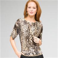 Animal print Boat Neck Sweater, Multi, medium