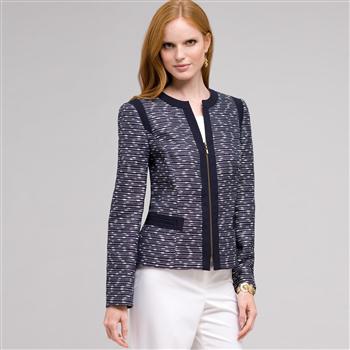 Textured Zip Front Jacket, , large