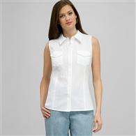Sleeveless Button Down Blouse., White, medium