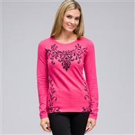 Long Sleeve Crew Neck Top, Begonia Multi, medium