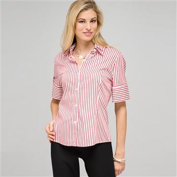 Double Collar Striped Shirt, , large