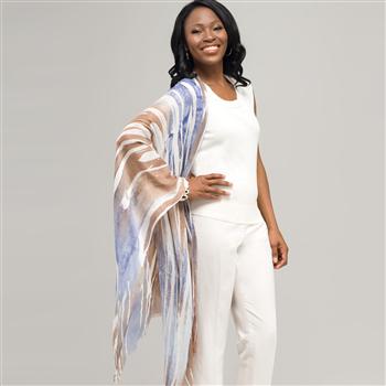 Striped Multi Color Scarf, Mist, large