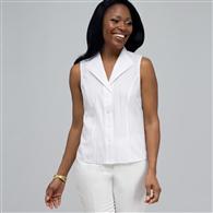 No-Iron Easy Care Sleeveless Shirt, White Multi, medium