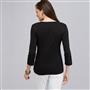 3/4 Sleeve V-Neck Top, Black, small