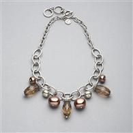 Green and Brown Beaded Frontal Collar Necklace, Silver Ox, medium